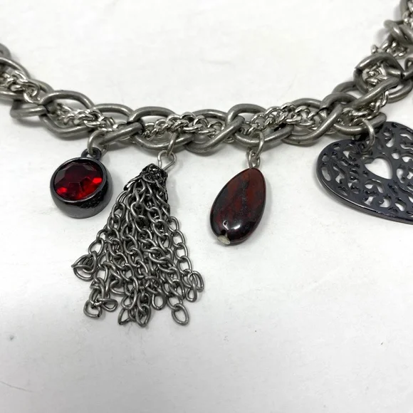Chunky Necklace with Red Accents | 3 for $20 - Picture 2 of 6